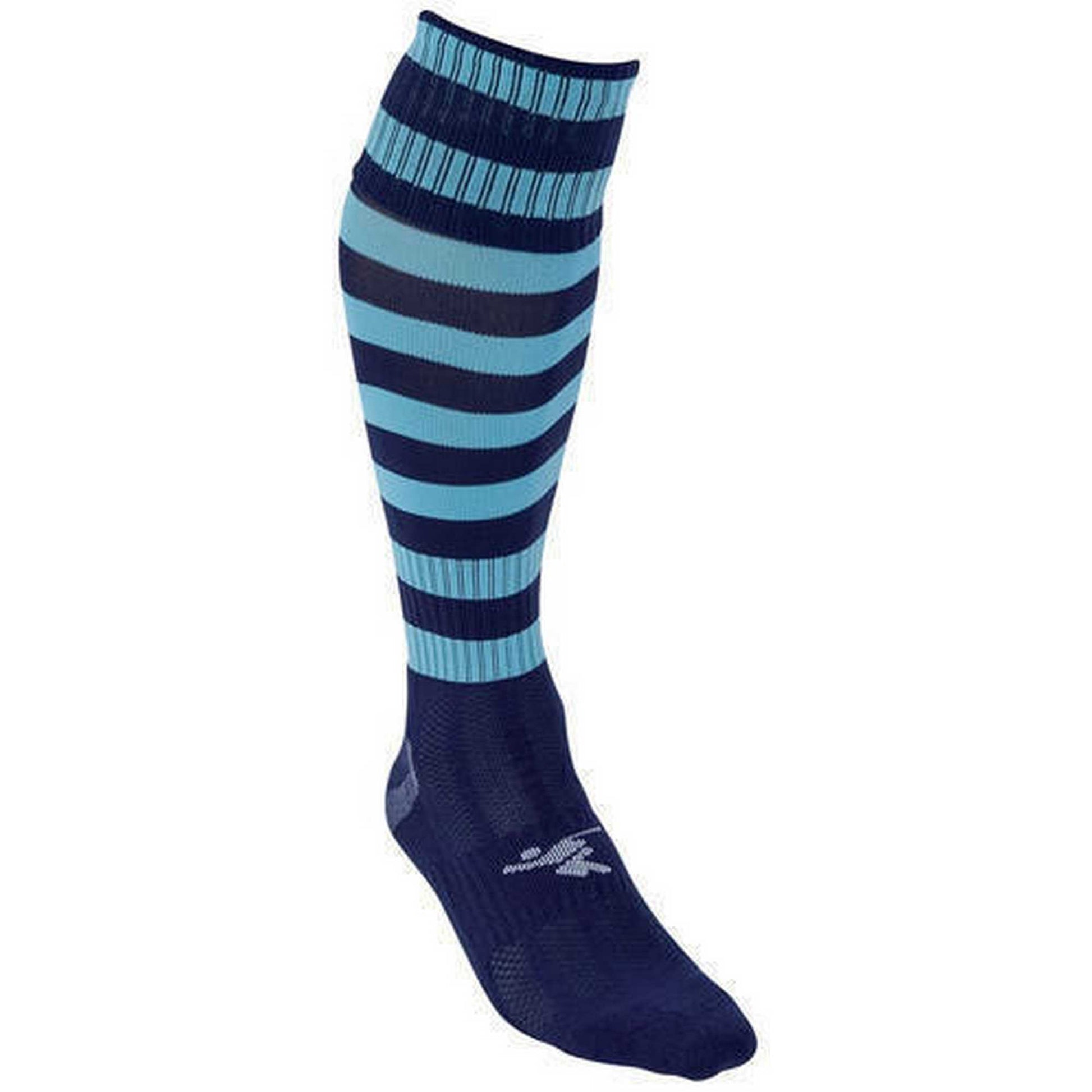 Navy-Sky Blue - Back - Precision Childrens-Kids Pro Hooped Football Socks