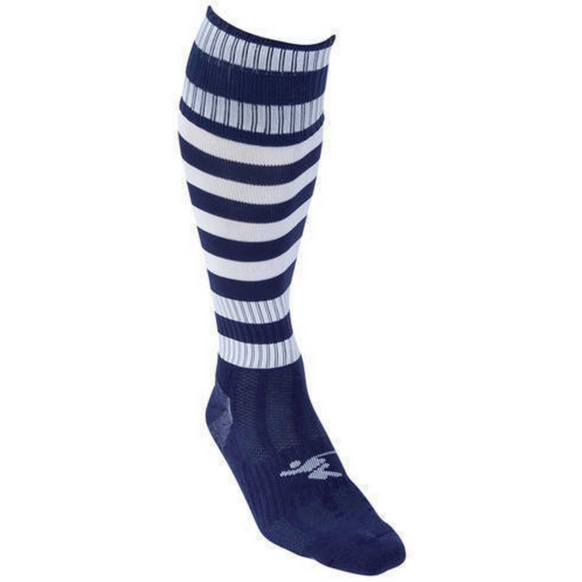 Navy-White - Back - Precision Childrens-Kids Pro Hooped Football Socks