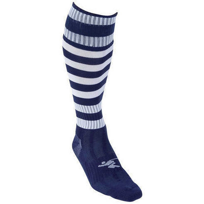 Navy-White - Back - Precision Childrens-Kids Pro Hooped Football Socks