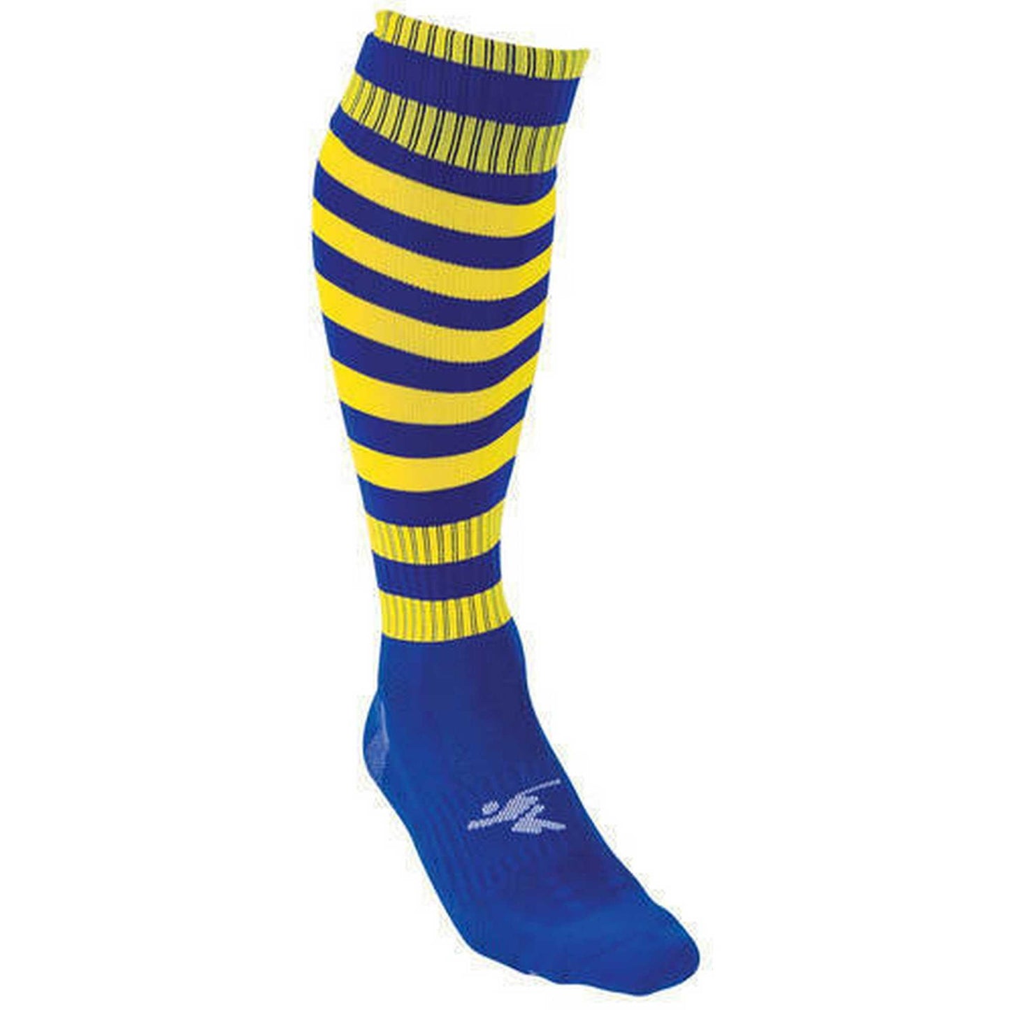 Royal Blue-Yellow - Back - Precision Childrens-Kids Pro Hooped Football Socks