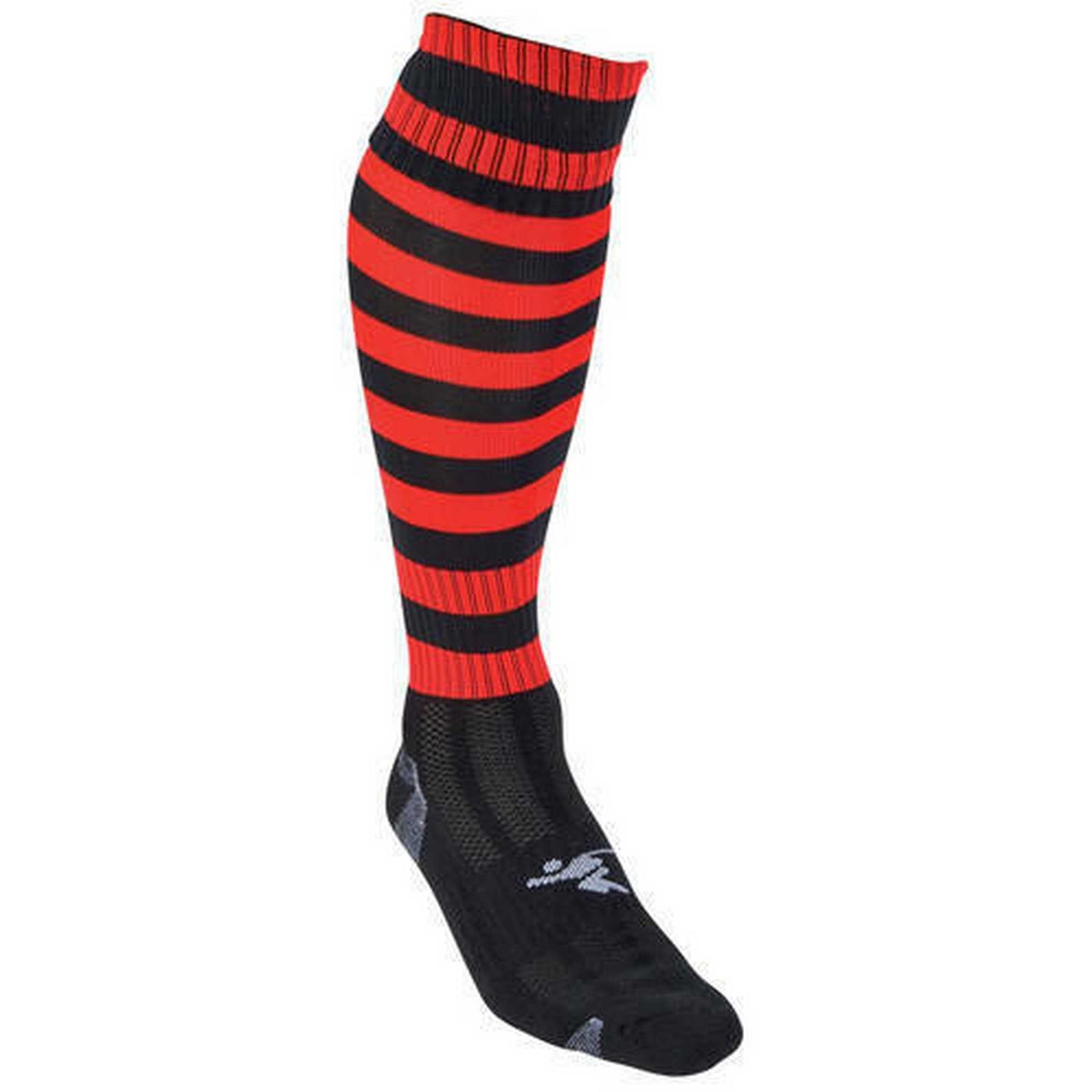 Black-Red - Back - Precision Childrens-Kids Pro Hooped Football Socks