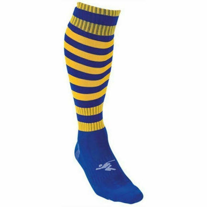 Royal Blue-Gold - Back - Precision Childrens-Kids Pro Hooped Football Socks