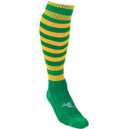 Green-Gold - Back - Precision Childrens-Kids Pro Hooped Football Socks