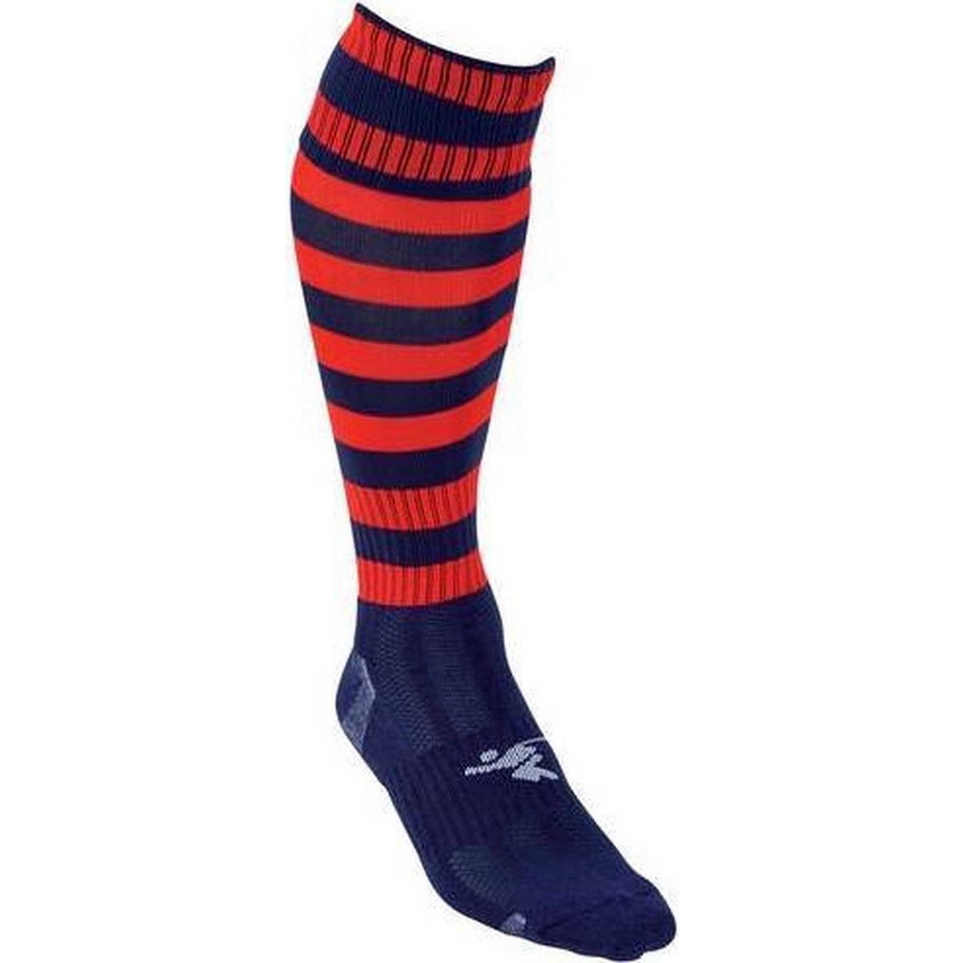 Navy-Red - Back - Precision Childrens-Kids Pro Hooped Football Socks
