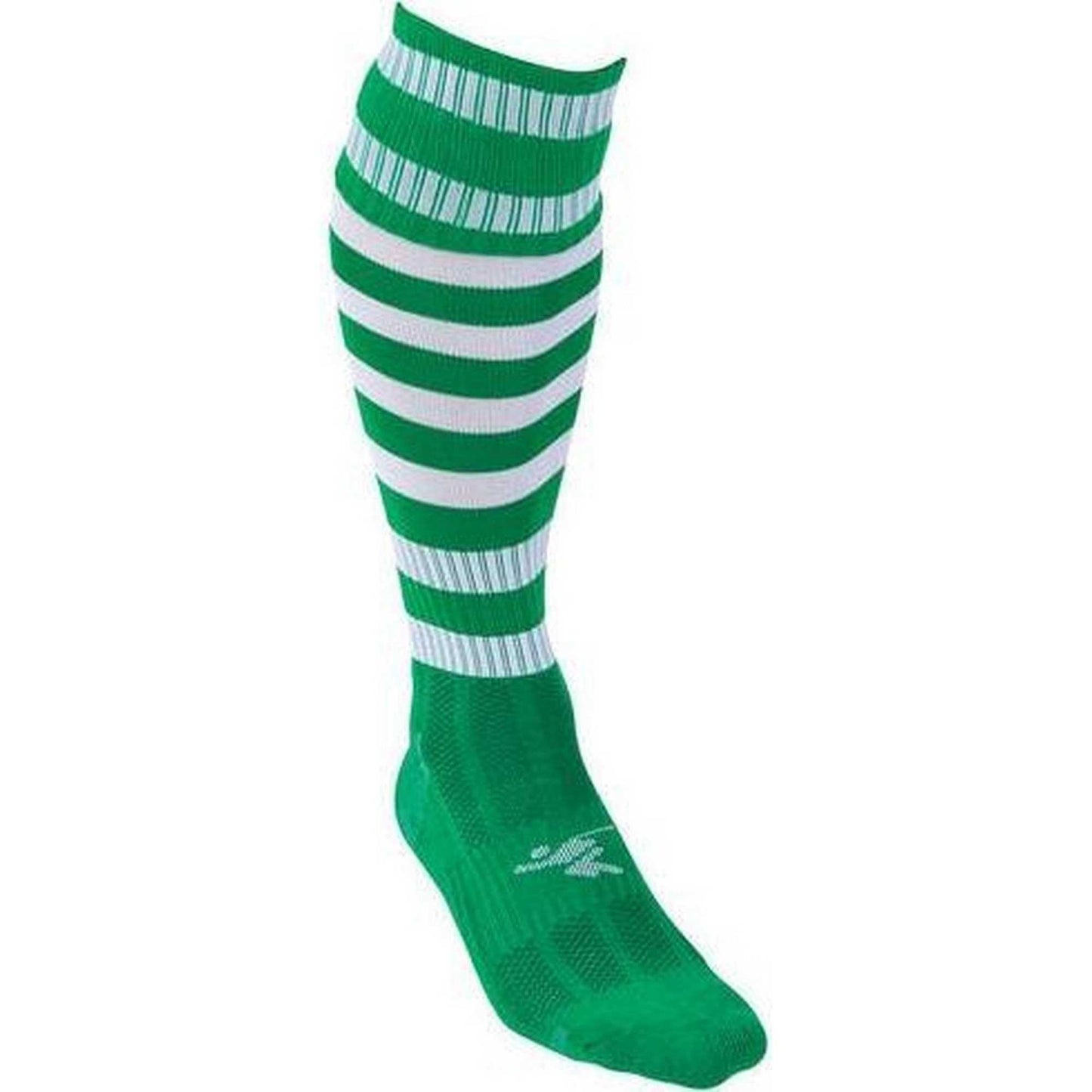 Green-White - Back - Precision Childrens-Kids Pro Hooped Football Socks