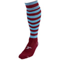 Maroon-Sky Blue - Front - Precision Childrens-Kids Pro Hooped Football Socks