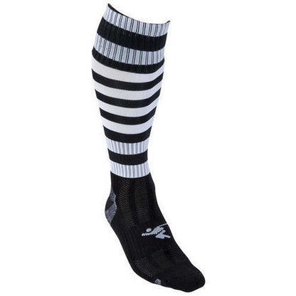 Black-White - Back - Precision Childrens-Kids Pro Hooped Football Socks