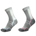 Silver-Blue-Pink - Front - 1000 Mile Womens-Ladies Trek Anatomical Recycled Socks (Pack of 2)