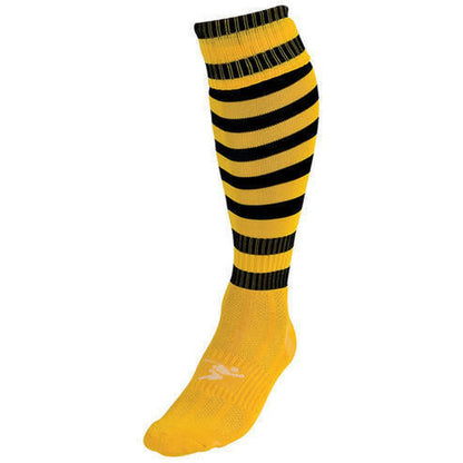 Gold-Black - Front - Precision Unisex Adult Pro Hooped Football Socks