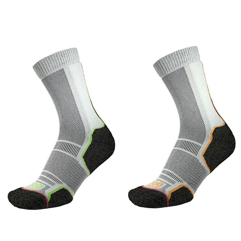 Black-Orange-Green - Back - 1000 Mile Mens Trek Recycled Socks (Pack of 2)