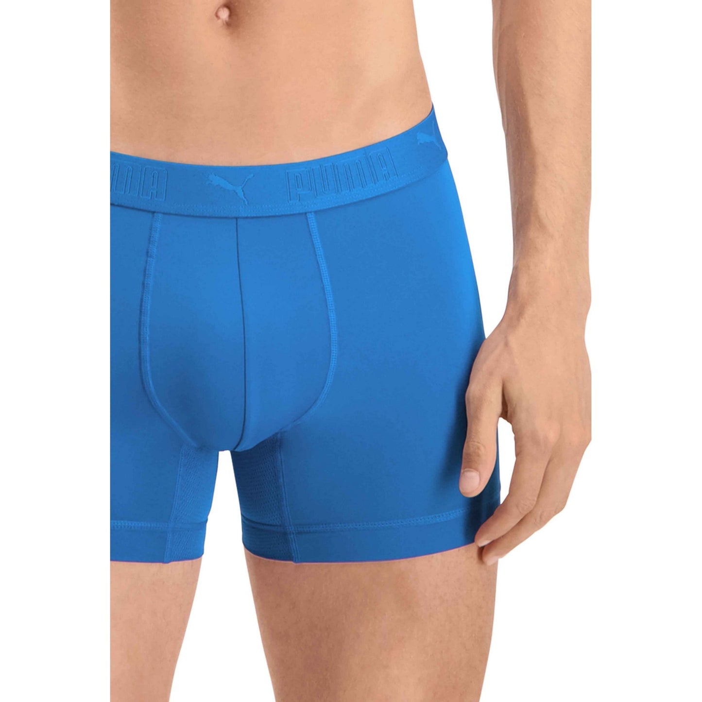 Blue - Side - Puma Mens Active Boxer Shorts (Pack of 2)