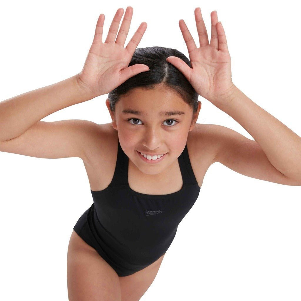 Black - Pack Shot - Speedo Girls Medalist Eco Endurance+ One Piece Swimsuit
