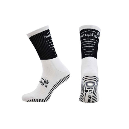 Black-White - Front - Murphys Childrens-Kids Pro GAA Gripped Mid Calf Socks