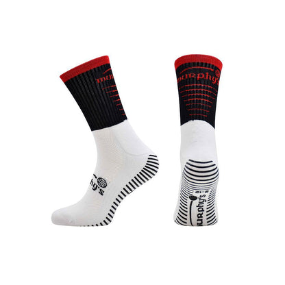 Black-Red - Front - Murphys Childrens-Kids Pro GAA Gripped Mid Calf Socks