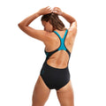 Black-Green - Back - Speedo Womens-Ladies Laneback One Piece Swimsuit