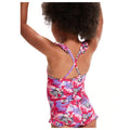 Pink-Purple - Back - Speedo Baby Girls Learn To Swim Printed Thin Strap Frill One Piece Swimsuit