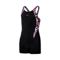 Black-Pink - Front - Speedo Girls Printed Panelled Legsuit