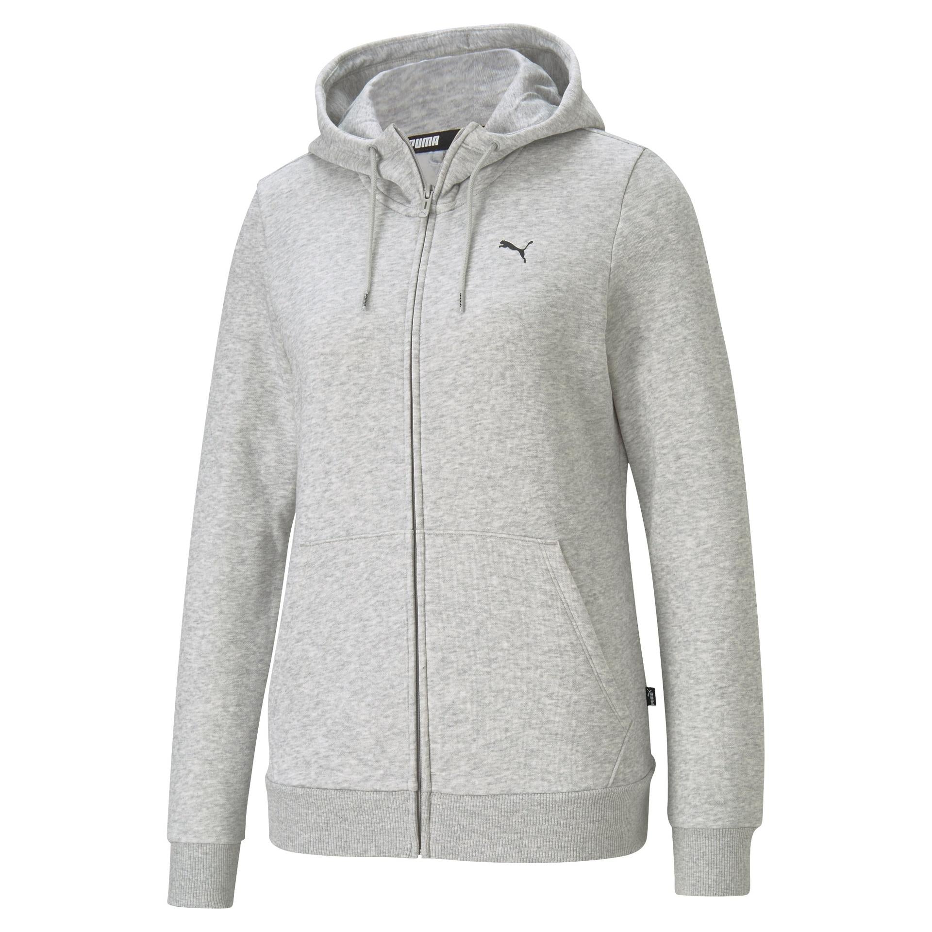 Grey - Front - Puma Womens-Ladies Logo Full Zip Hoodie