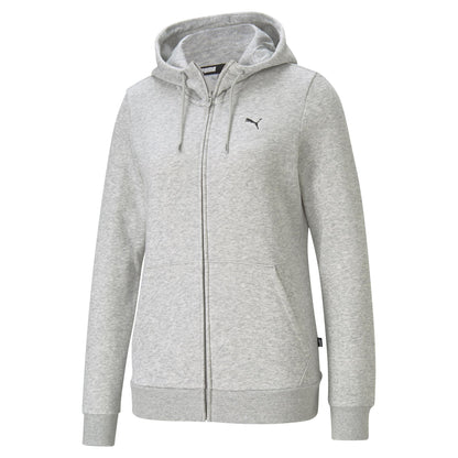 Grey - Front - Puma Womens-Ladies Logo Full Zip Hoodie