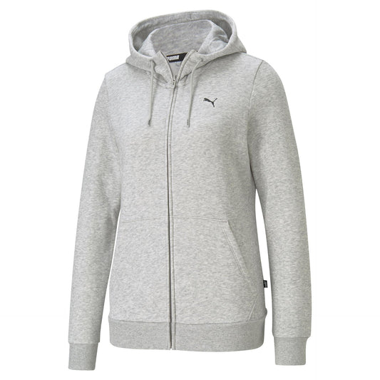 Grey - Front - Puma Womens-Ladies Logo Full Zip Hoodie