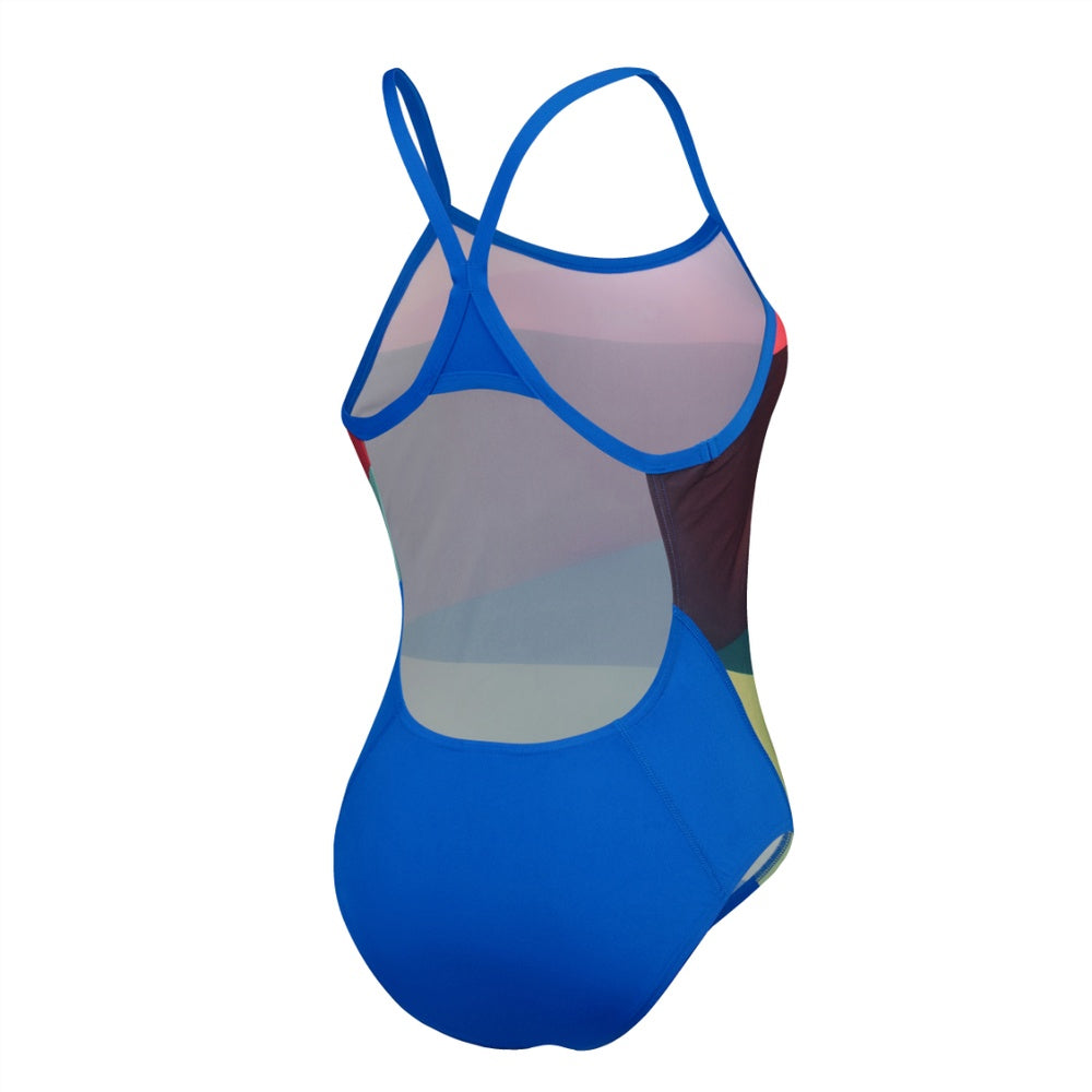 Red-Green - Back - Speedo Womens-Ladies Placement One Piece Swimsuit