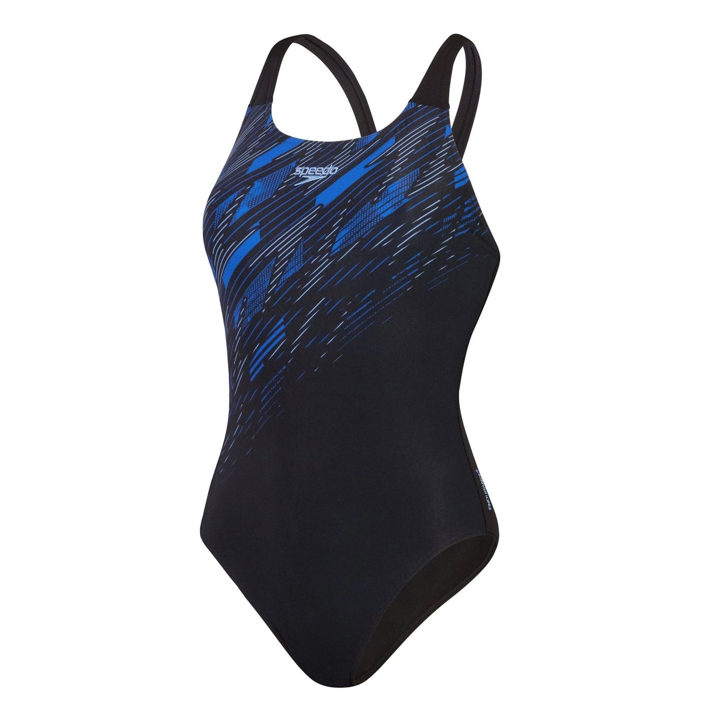 Black-Blue - Front - Speedo Womens-Ladies Hyperboom Placement Muscleback One Piece Swimsuit