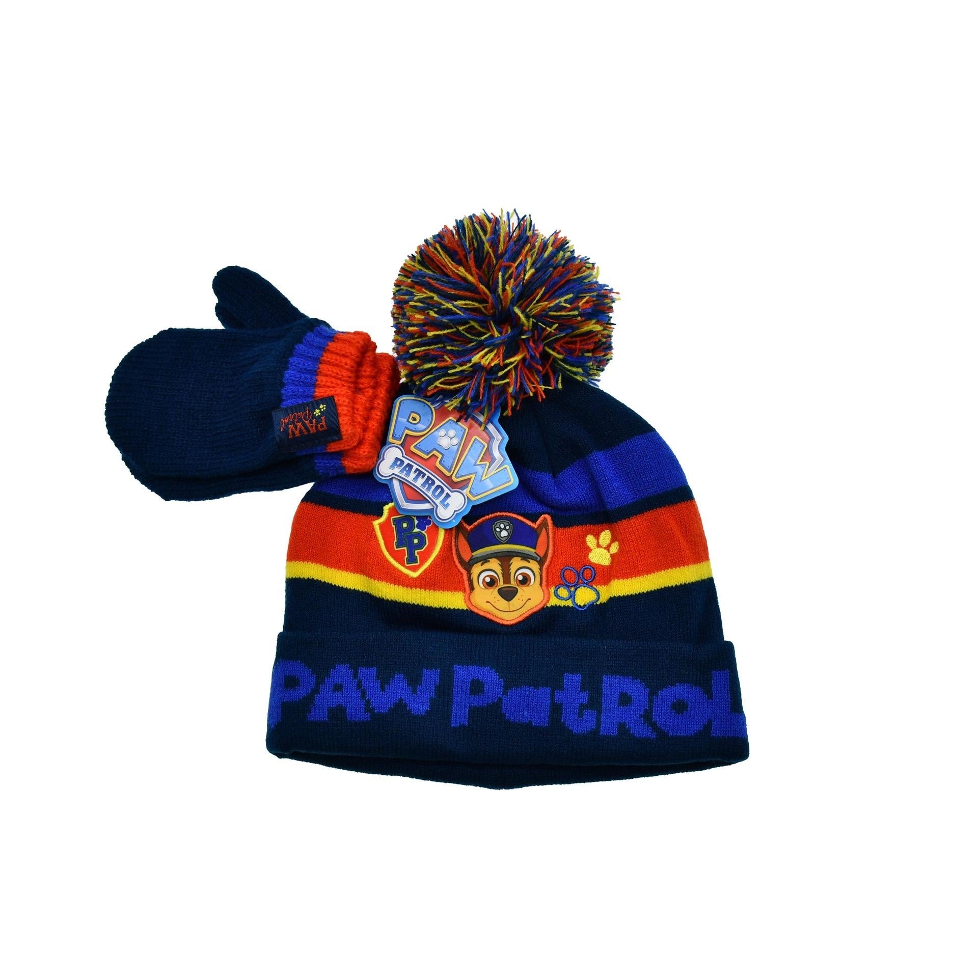 Multicoloured - Front - Paw Patrol Baby Boys Chase Hat And Gloves Set