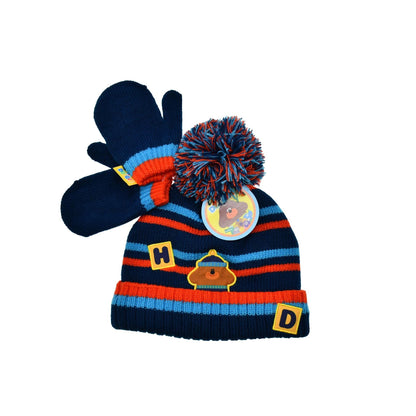 Navy-Blue-Red - Front - Hey Duggee Baby Boys Striped Hat And Gloves Set