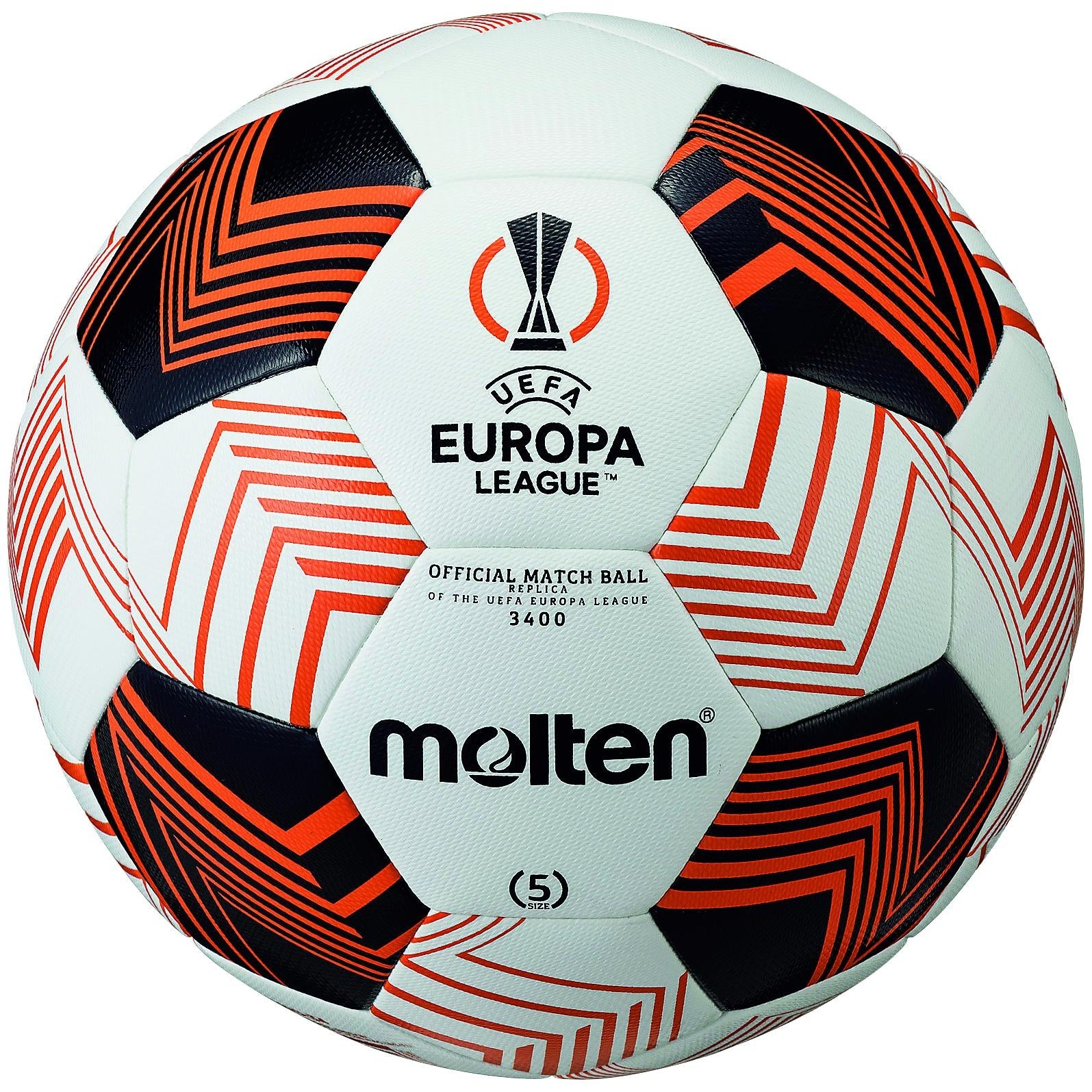 White-Black-Red - Front - UEFA Europa League 3400 Molten Replica Football