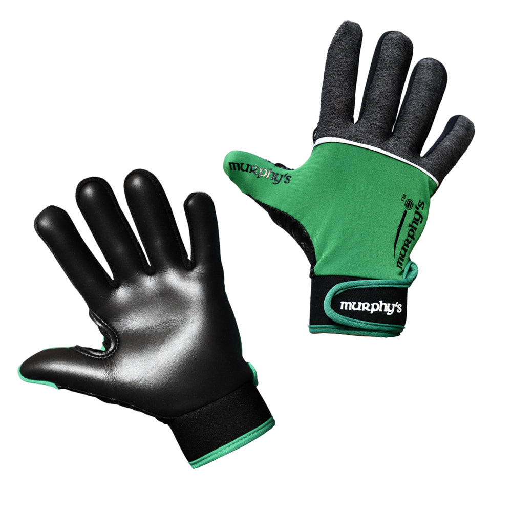 Grey-Green-White - Side - Murphys Unisex Adult V2 Gaelic Gloves