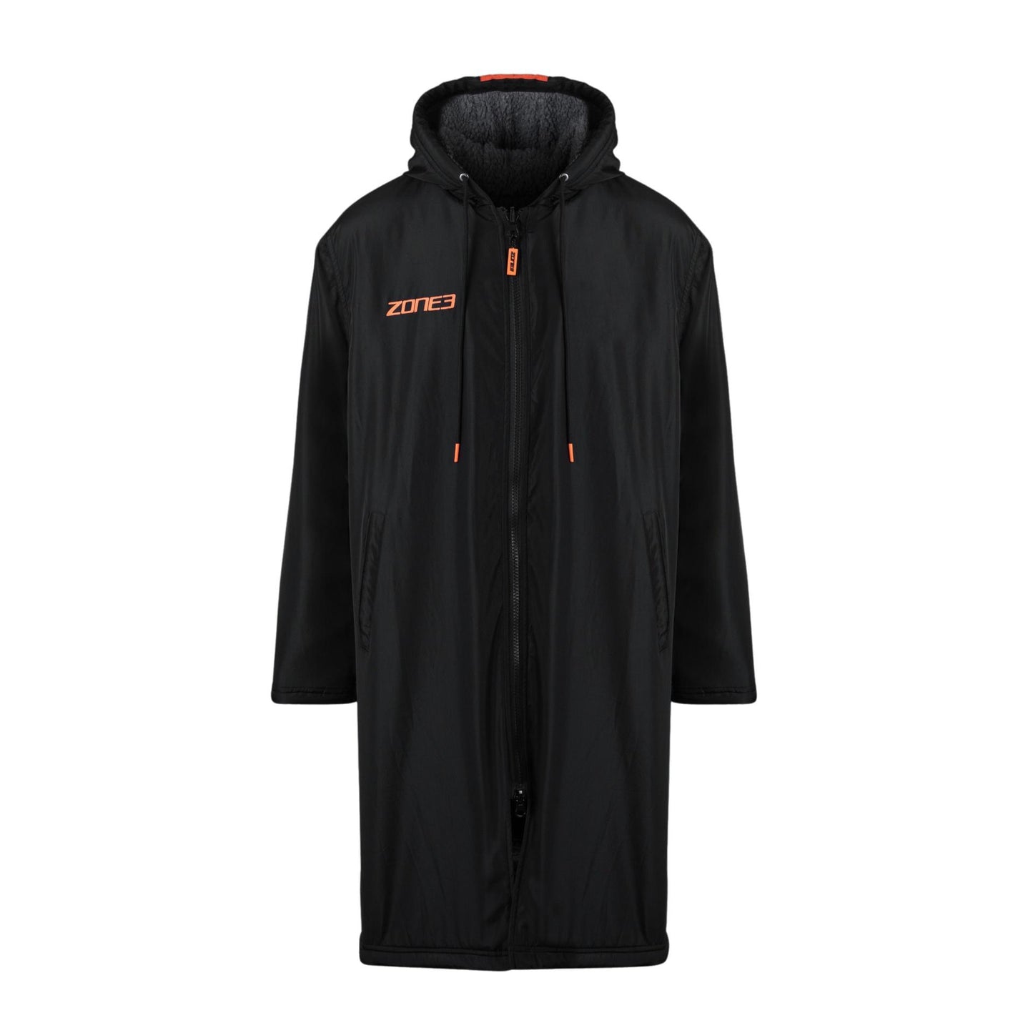 Black-Orange - Front - Zone3 Unisex Adult Polar Fleece Recycled Parka