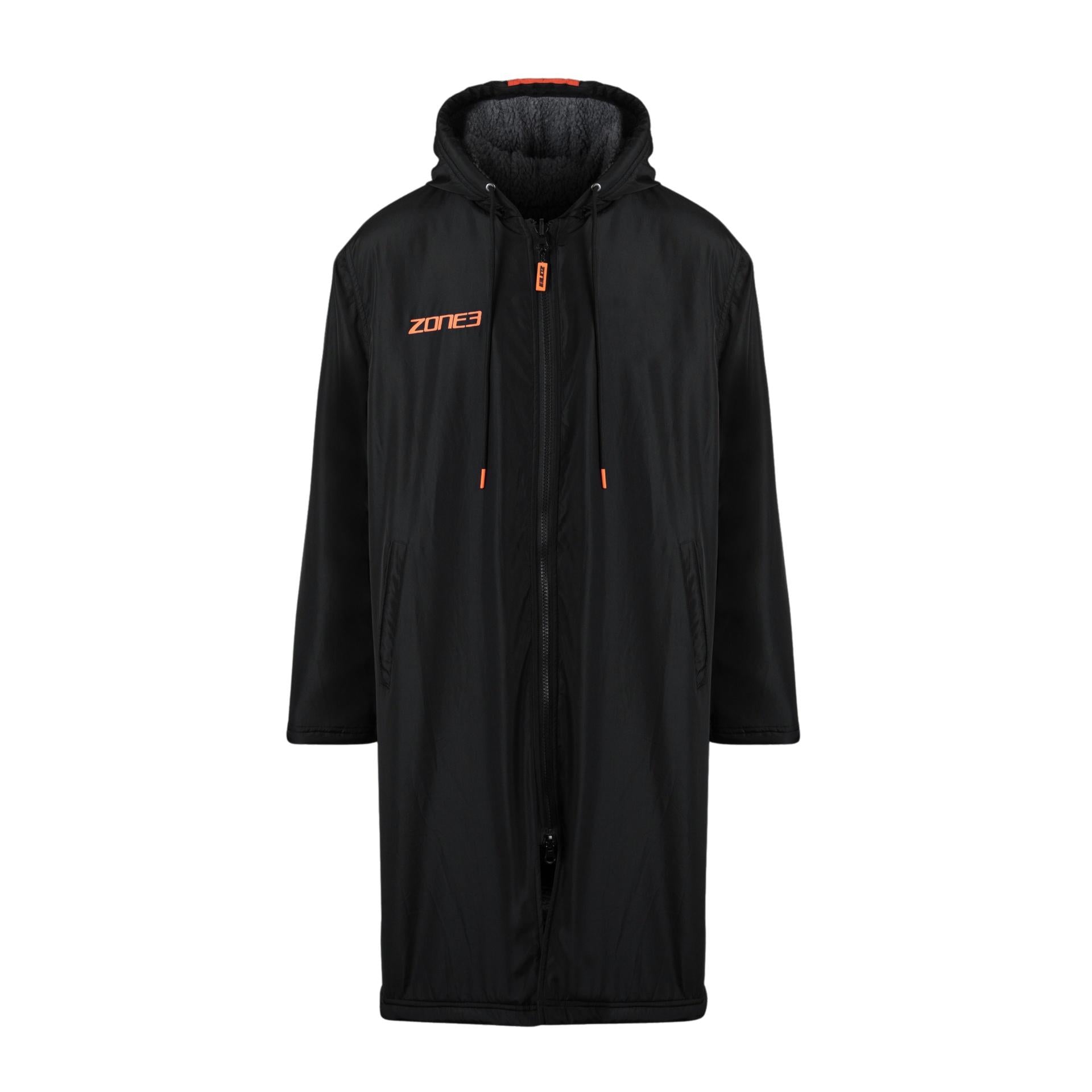 Black-Orange - Front - Zone3 Unisex Adult Polar Fleece Recycled Parka