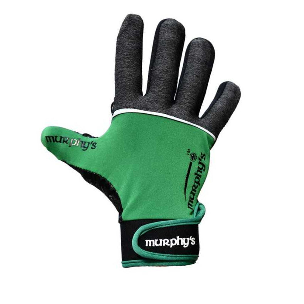 Grey-Green-White - Front - Murphys Childrens-Kids V2 Gaelic Gloves