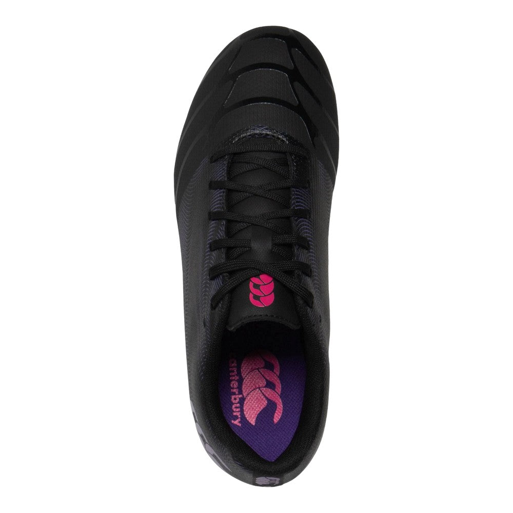 Black-Purple - Side - Canterbury Childrens-Kids Phoenix Genesis Team Soft Ground Rugby Boots