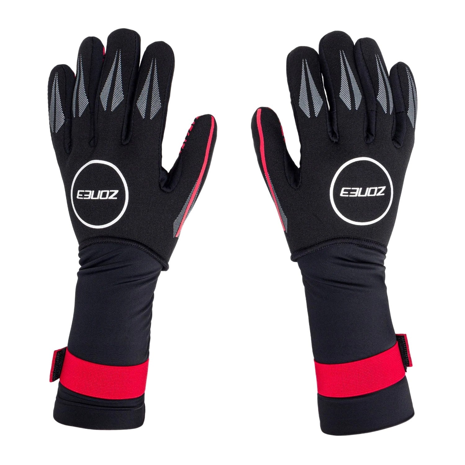 Black-Silver - Front - Zone3 Unisex Adult Neoprene Swimming Gloves