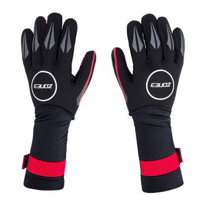 Black-Silver - Front - Zone3 Unisex Adult Neoprene Swimming Gloves