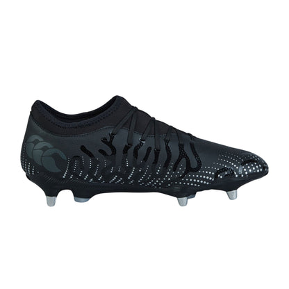 Black-Silver - Side - Canterbury Unisex Adult Speed Infinite Team Soft Ground Rugby Boots