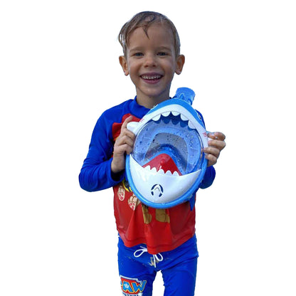 Blue-White - Back - SwimTech Childrens-Kids Full Face Snorkel