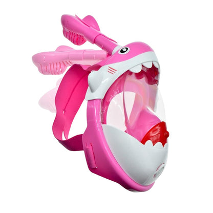 Pink-White - Front - SwimTech Childrens-Kids Full Face Snorkel