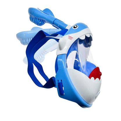 Blue-White - Front - SwimTech Childrens-Kids Full Face Snorkel