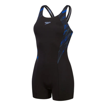 Black-Blue - Front - Speedo Womens-Ladies Hyperboom Splice Legsuit