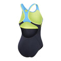 Navy-Yellow - Back - Speedo Womens-Ladies Placement Laneback One Piece Swimsuit