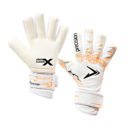 White-Fluorescent Orange - Front - Precision Unisex Adult Fusion X Pro Lite Giga Goalkeeper Gloves