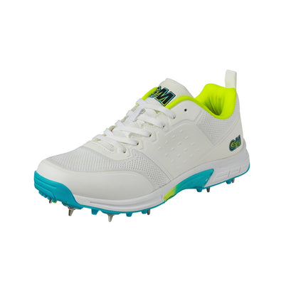 White-Blue - Front - Gunn And Moore Childrens-Kids Aion Spiked Cricket Shoes