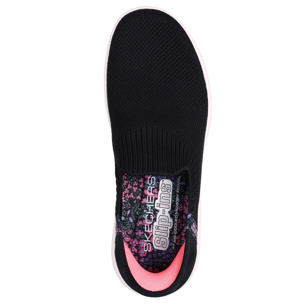 Black-White - Pack Shot - Skechers Womens-Ladies Go Walk Travel Slip-on Trainers
