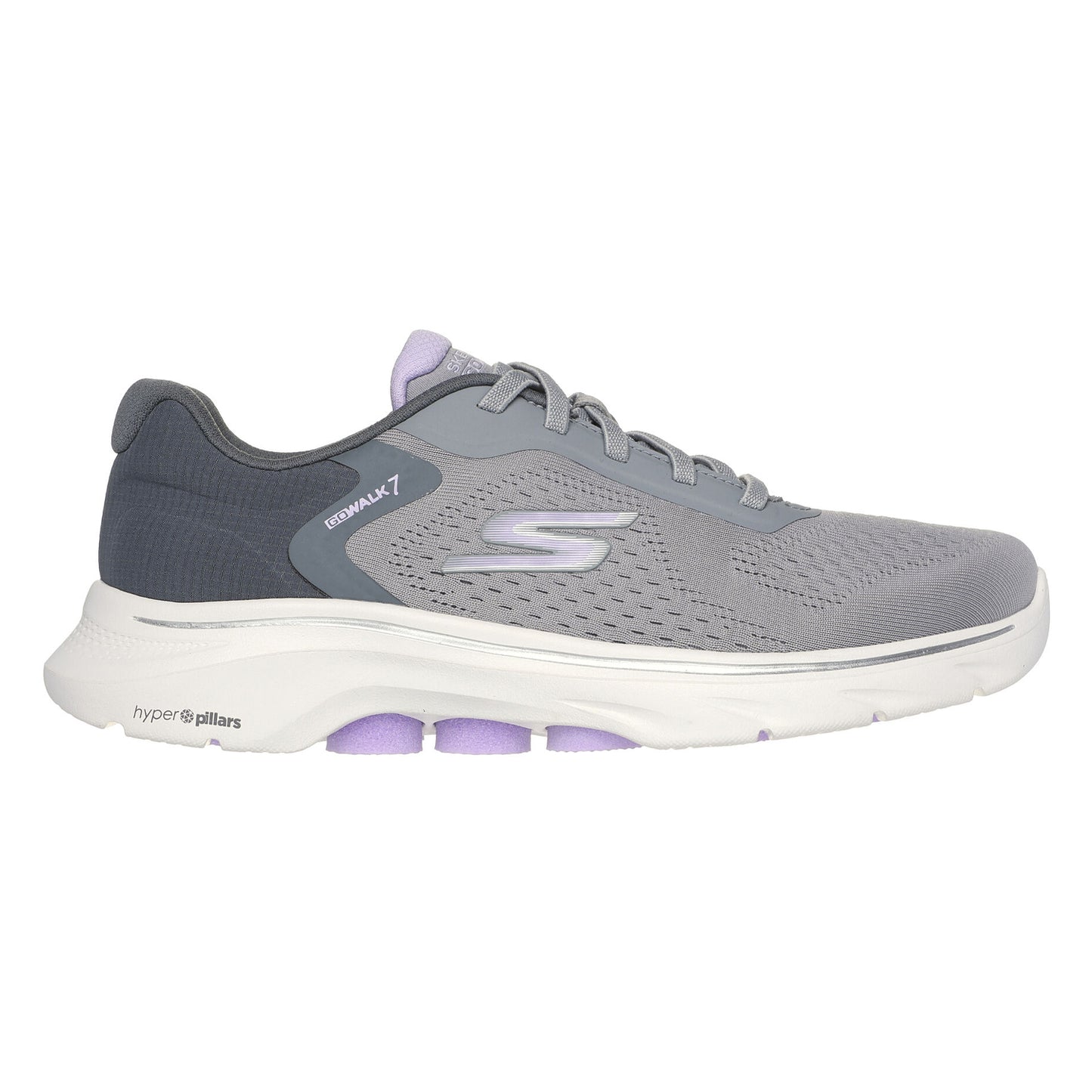 Grey-Lilac - Side - Skechers Womens-Ladies Go Walk 7 Trainers