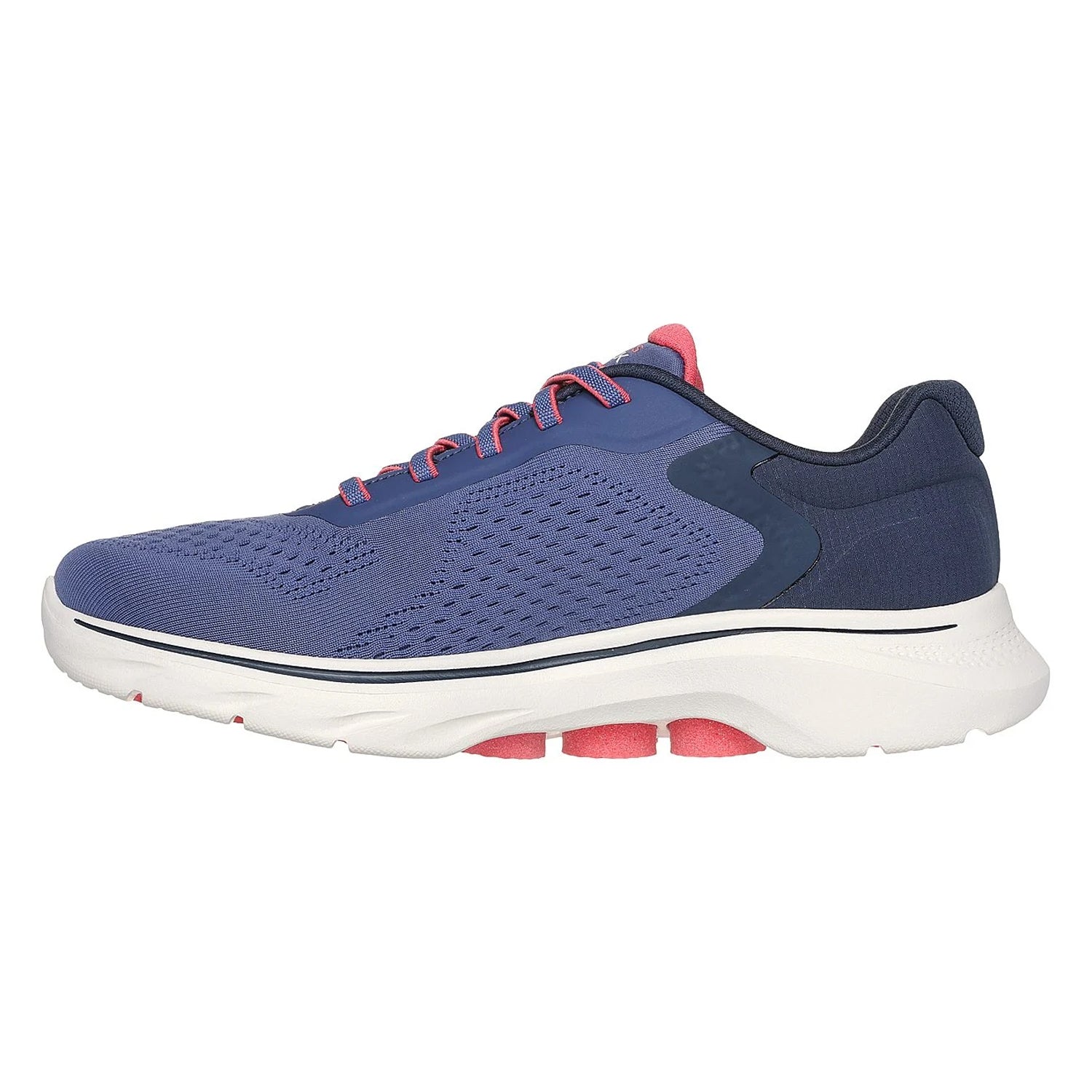 Navy-Coral - Back - Skechers Womens-Ladies Go Walk 7 Trainers