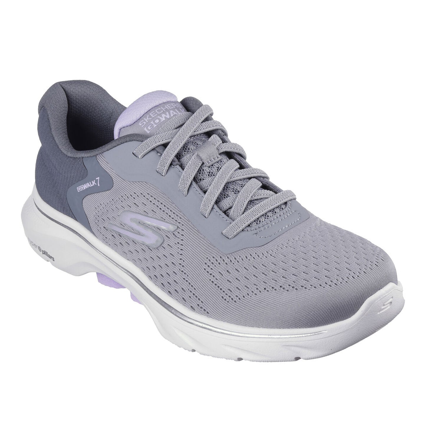 Grey-Lilac - Front - Skechers Womens-Ladies Go Walk 7 Trainers