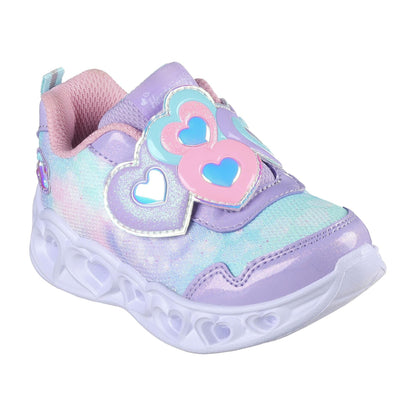 Lilac-Pink-Blue - Front - Skechers Girls Heart Lights- Lovin Reflection Trainers