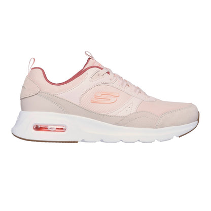 Light Pink-White - Back - Skechers Womens-Ladies Court Retro Skech-Air Trainers